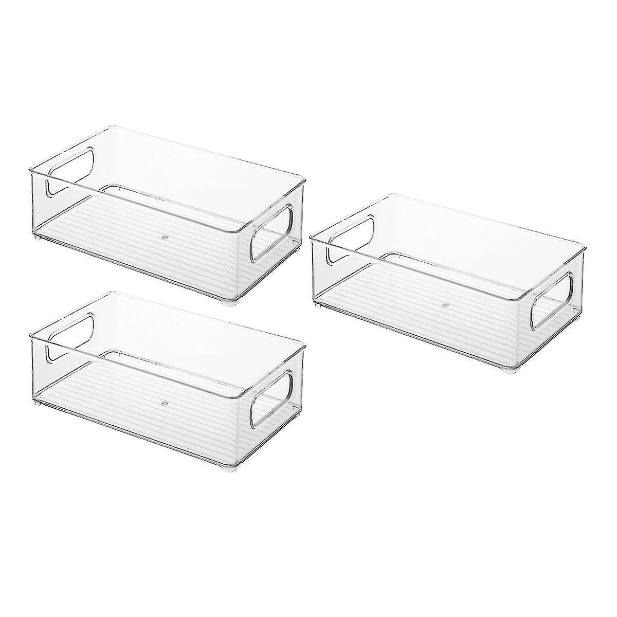 3 Pack Plastic Refrigerator Food Storage Bins,compatible With Snacks,10 Inch Long