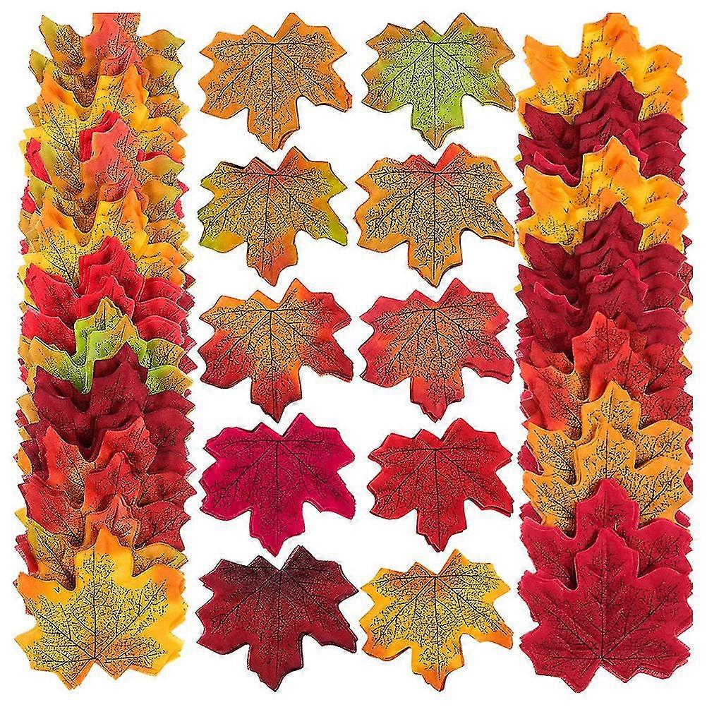 200 Pcs Botanical Decor Thanksgiving Scrapbooking Decor Fake Maple Leaves Autumn Leaf