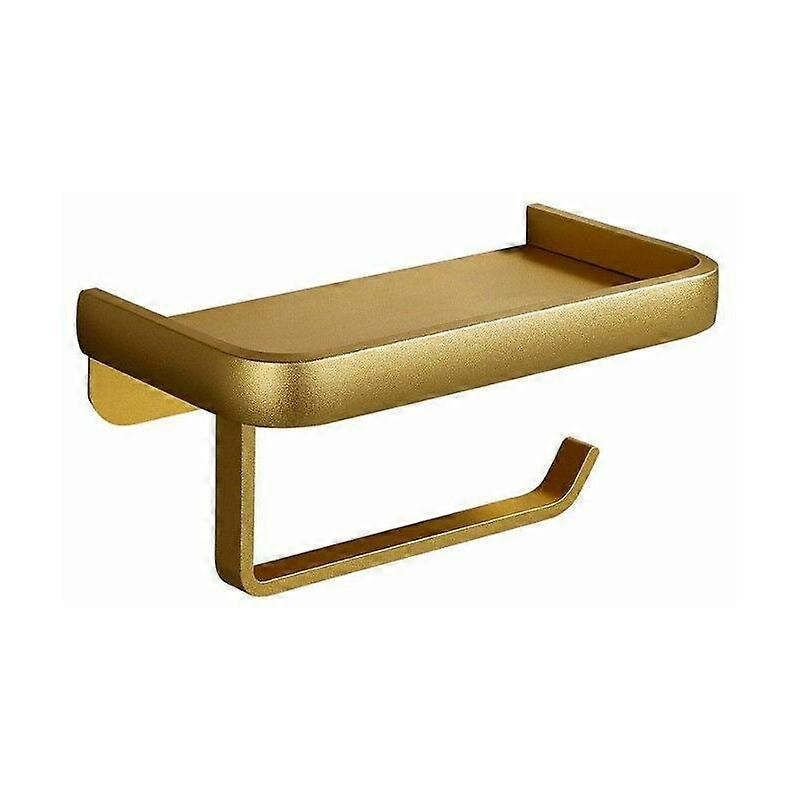 Bathroom Toilet Paper Holder No Punching Wall Hanger Toilet Paper Roll (Double Layer and Gold)