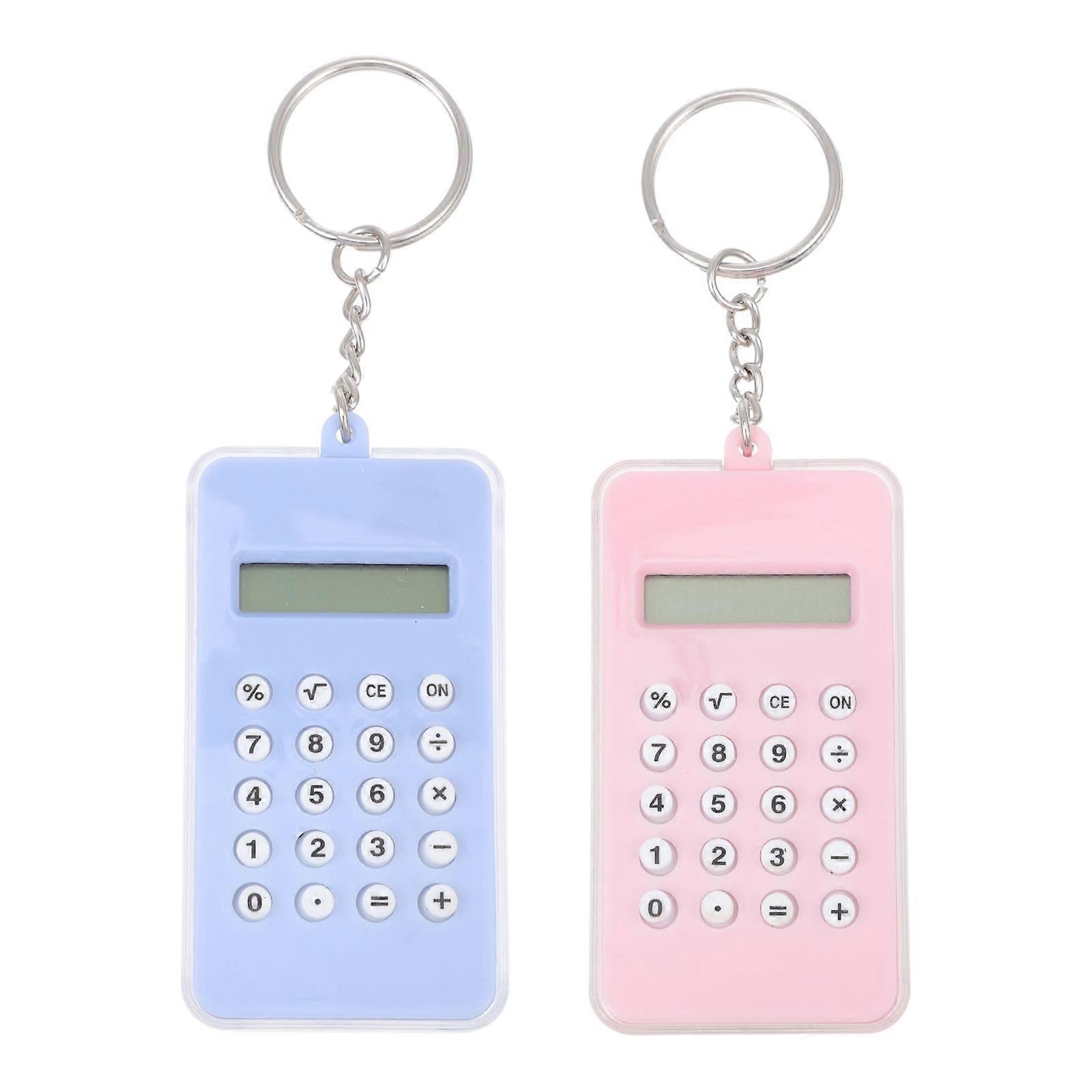 2pcs Calculator Office Key Chain Pendant Students Decompression Small Gift