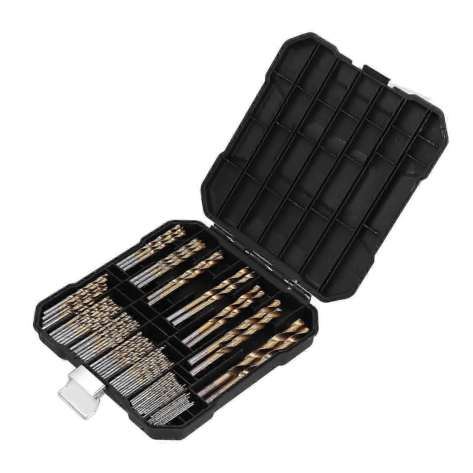 99Pcs Twist Drill Bits HSS Ti Plated 1.5mm?10mm 14 Specifications with Storage Box
