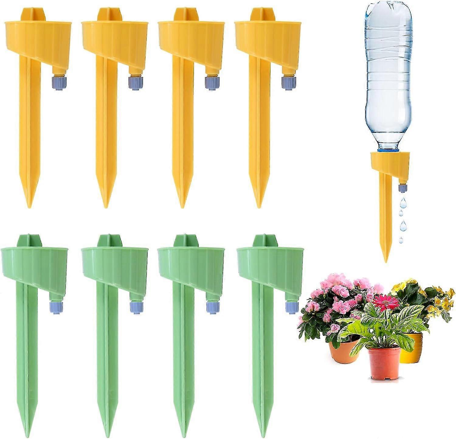 Self Watering Spikes, Auto Plant Watering Devices With Adjustable Drip Valve, Bevel & Dual Runner Spouts Simple Self Watering Devices For Outdoor Indo