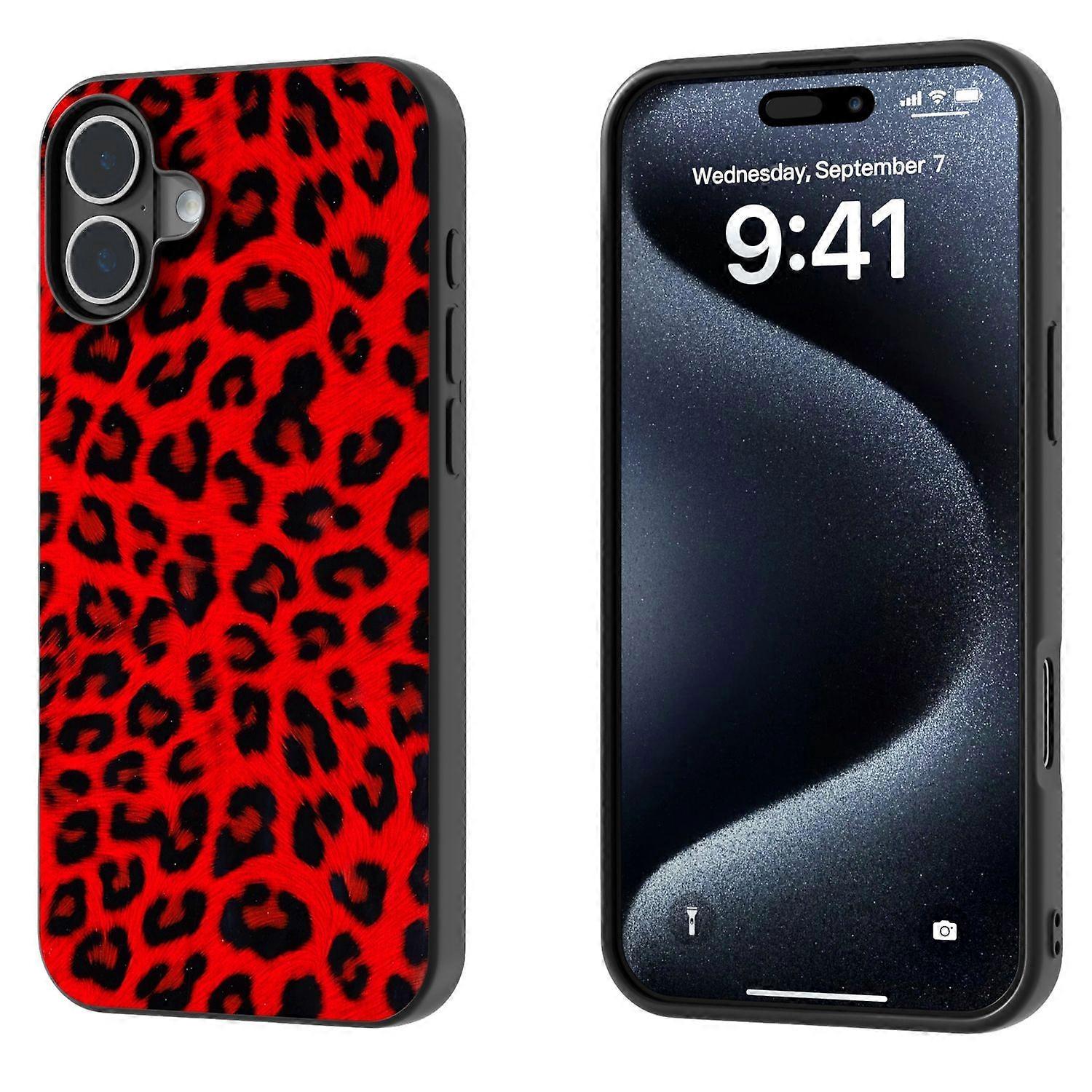 Black Frame Leopard Case For iPhone 16