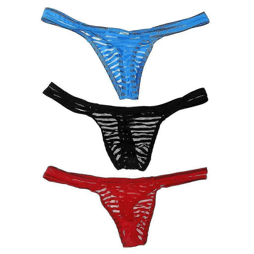 3/set Män Mesh G-string Underkläder Stringtrosa T-back Stretch Briefs Pouch L