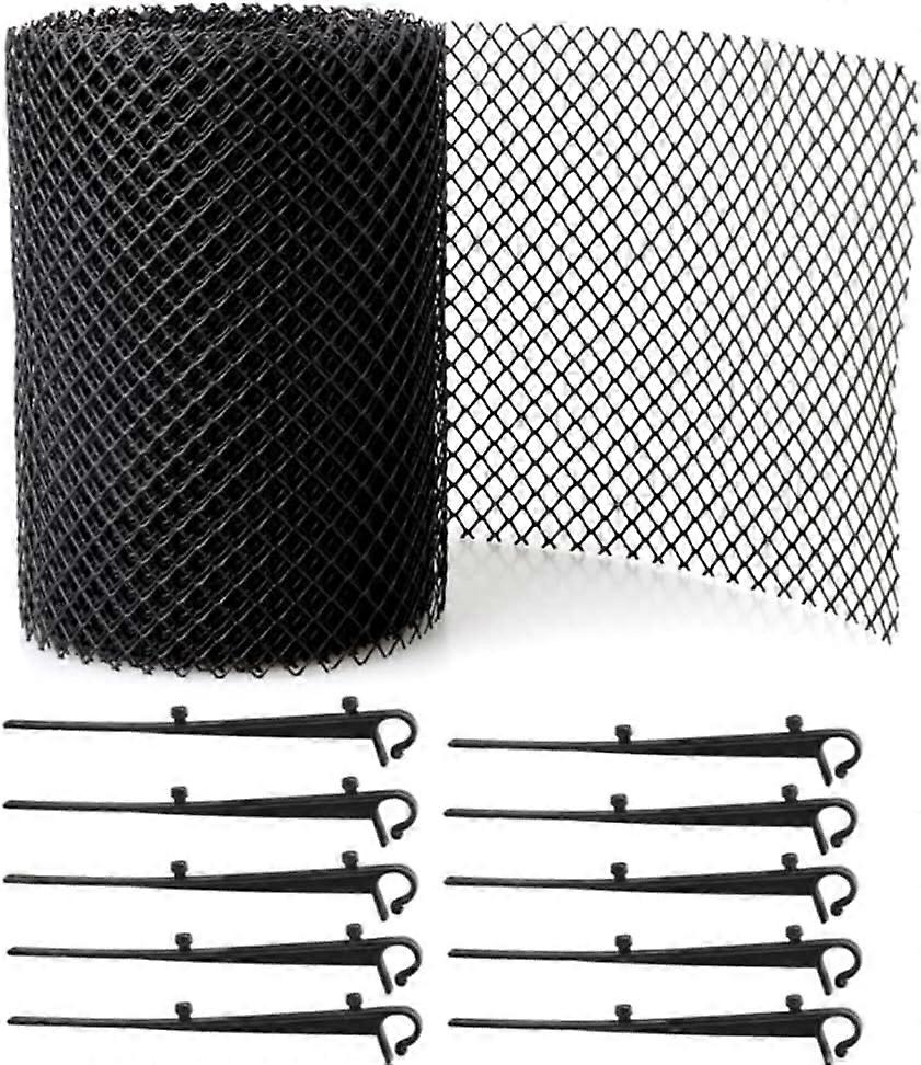 15cm x 6m Mesh Gutter Guard Leaf Protection Mat Guttering Block Leaves Moss Debris Shield, Black