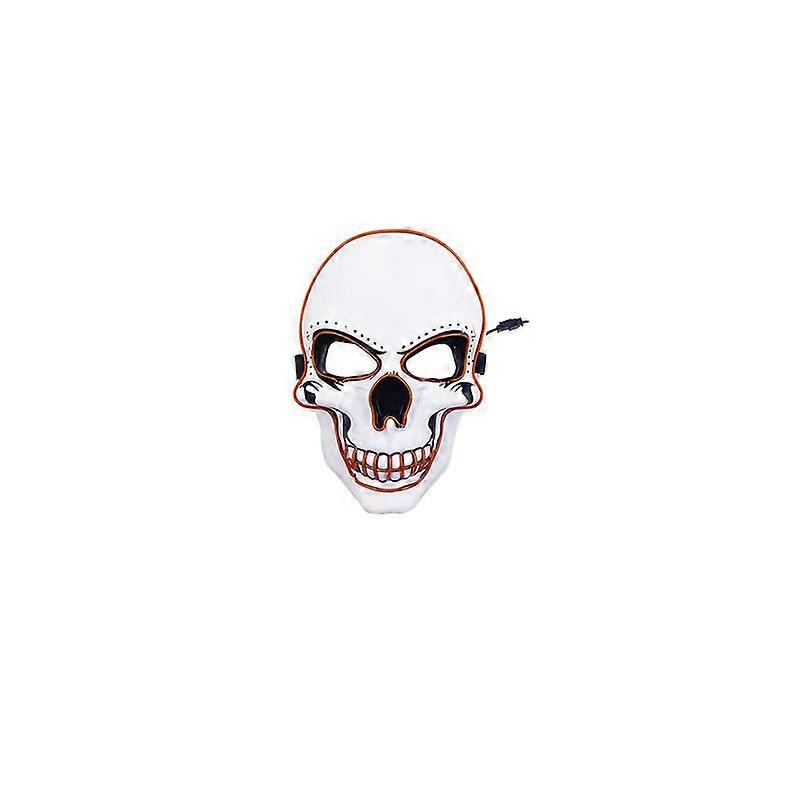 Halloween Skeleton Led Glow Mask With 3 Flash Modes Party Costumeorange