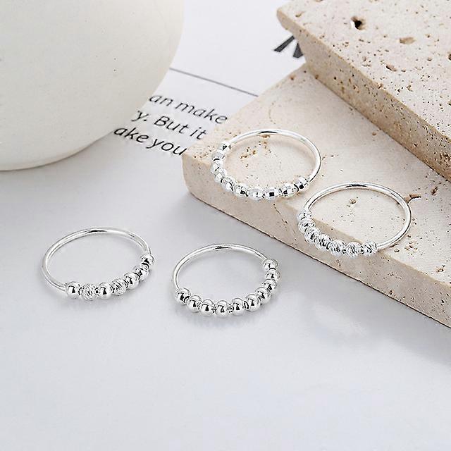 Anello Fidget Anti-Ansia In Argento Sterling 925 Con Perline Girevoli – Design Martellato, Confezione Regalo