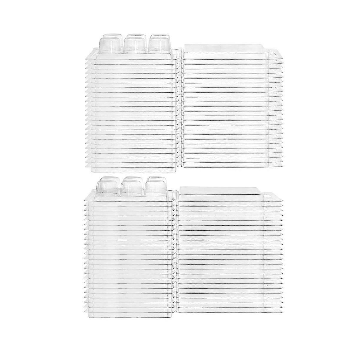 100 Pack Wax Melt Clamshell Mold, 6-cavity Clear Empty Plastic Wax Melt Container For Diy Wax Melt