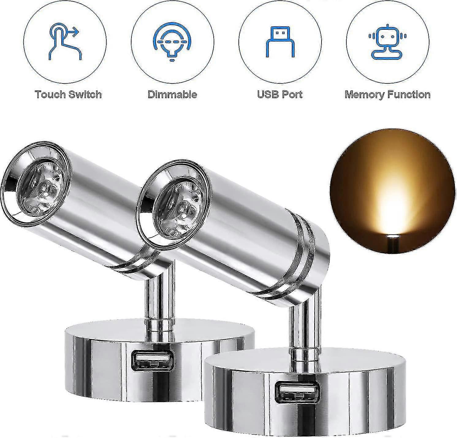 תאורת כתם תקרה 12v תאורת קריאה לד, 3w led אור פנימי מתכוונן מתג מגע אור חם עבור Rv Rv סירה Rv משאית (1 חבילה)