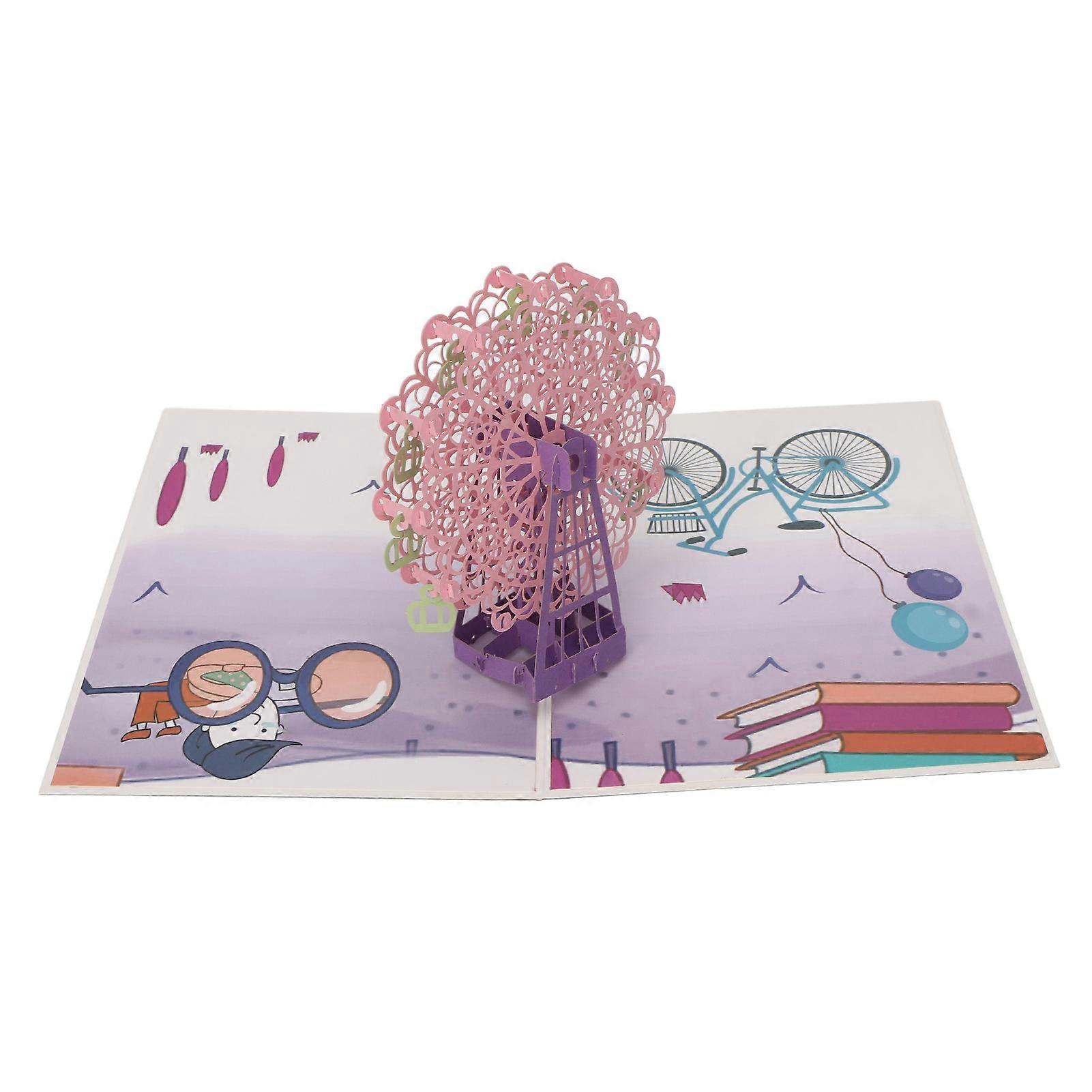 Ferris Wheel 3D Greeting Card Colorful Hand Made Refoldable Multifunctional Greeting Card for Graduation Birthday Travel