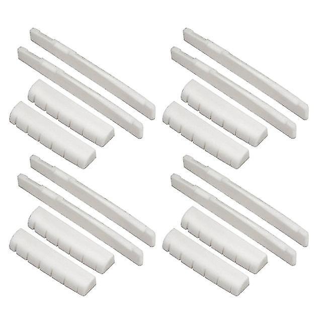 8 Sets of 16pcs 6 string acoustic guitar bone bridge saddle and nut made of real bone