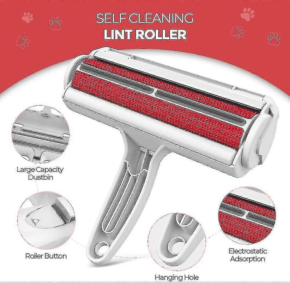 Pet Hair Remover Roller With Self Cleaning Base