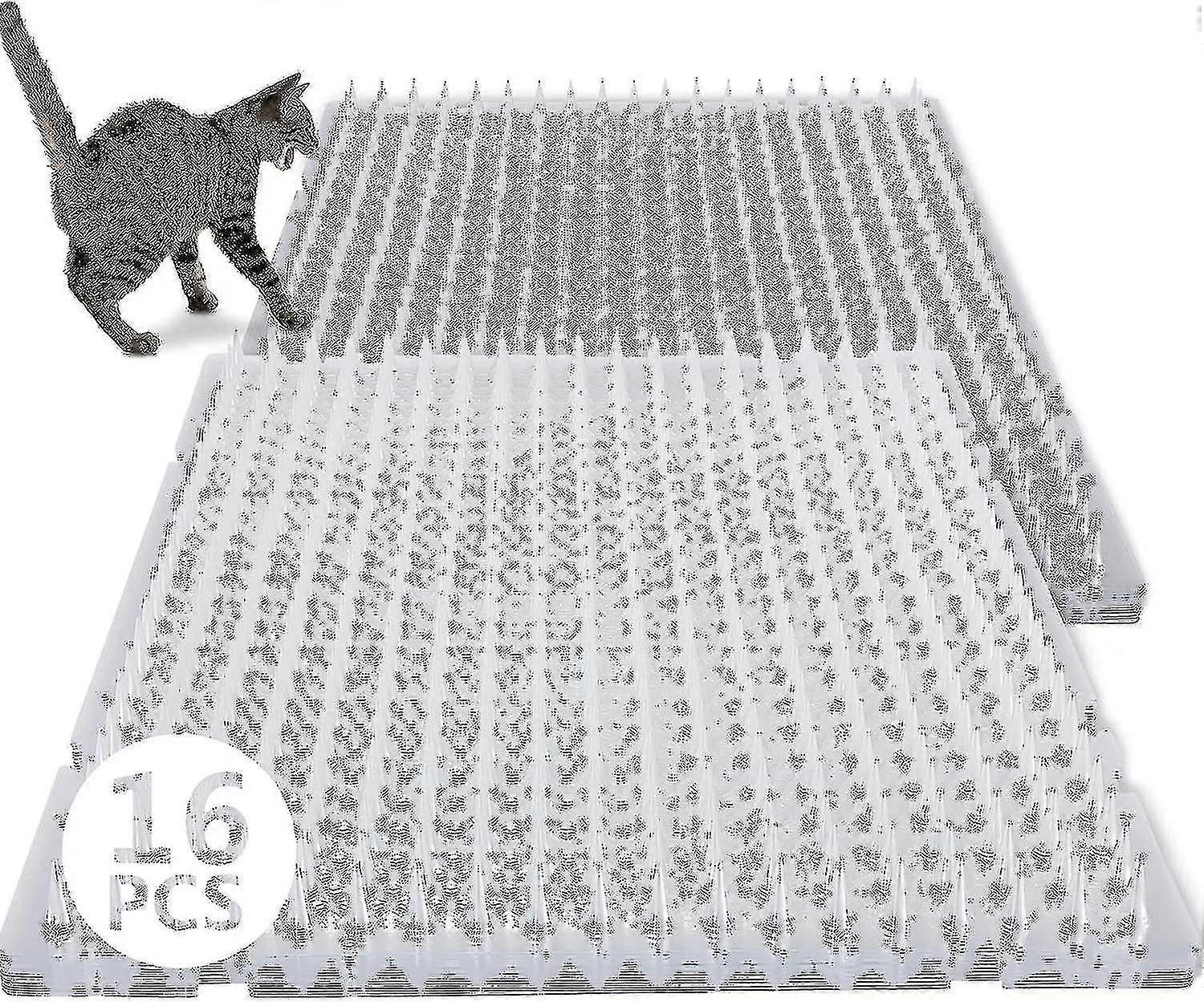 16パック猫忌避屋外スキャットマット猫犬用プラスチックマットスパイク付き 屋内outdooのための明確なスパイク抑止力トレーニングペットマット猫忌避マット