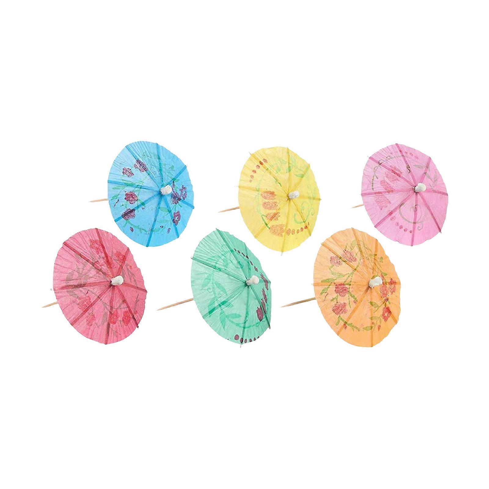 50 Pcs Cocktail Picks Hawaiian Party Decor Food Drink Picks Cupcake Toppers Umbrella Sticks for Summer Birthday Pool Parties