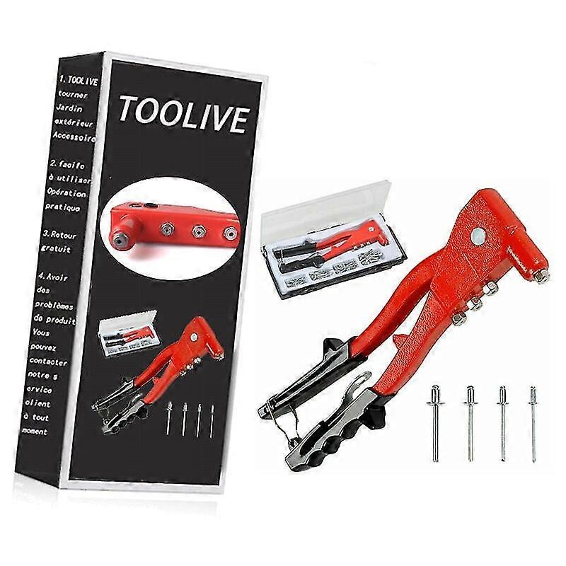 Manual Riveter Pliers Rivet Riveter 4 Nozzles 100 Rivets + Storage Box 2024
