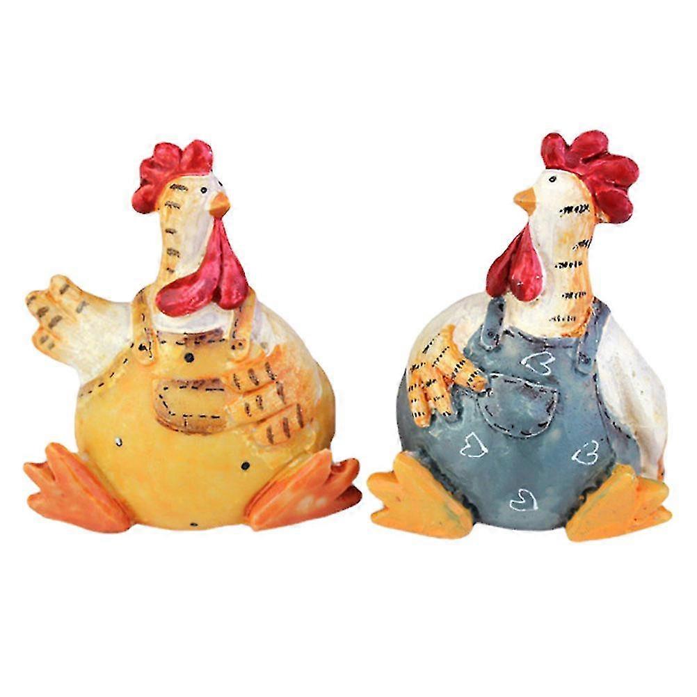2pcs Easter Chicken Shape Craft Decorative Miniature Lovely Chicken Garden Decor