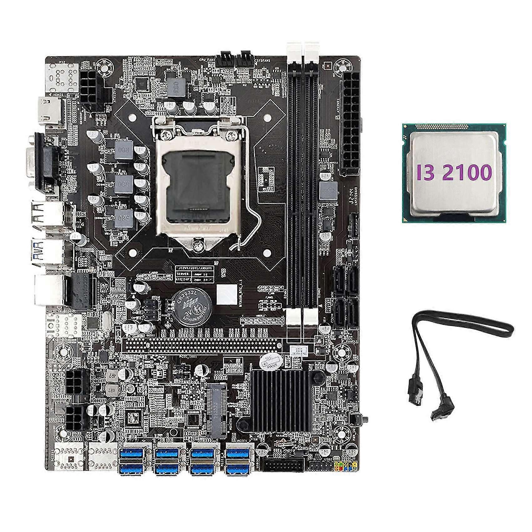 Scheda madre mineraria B75 ETH 8XPCIE Adattatore USB + I3 2100 CPU + cavo SATA LGA1155 MSATA DDR3 B75 USB BTC