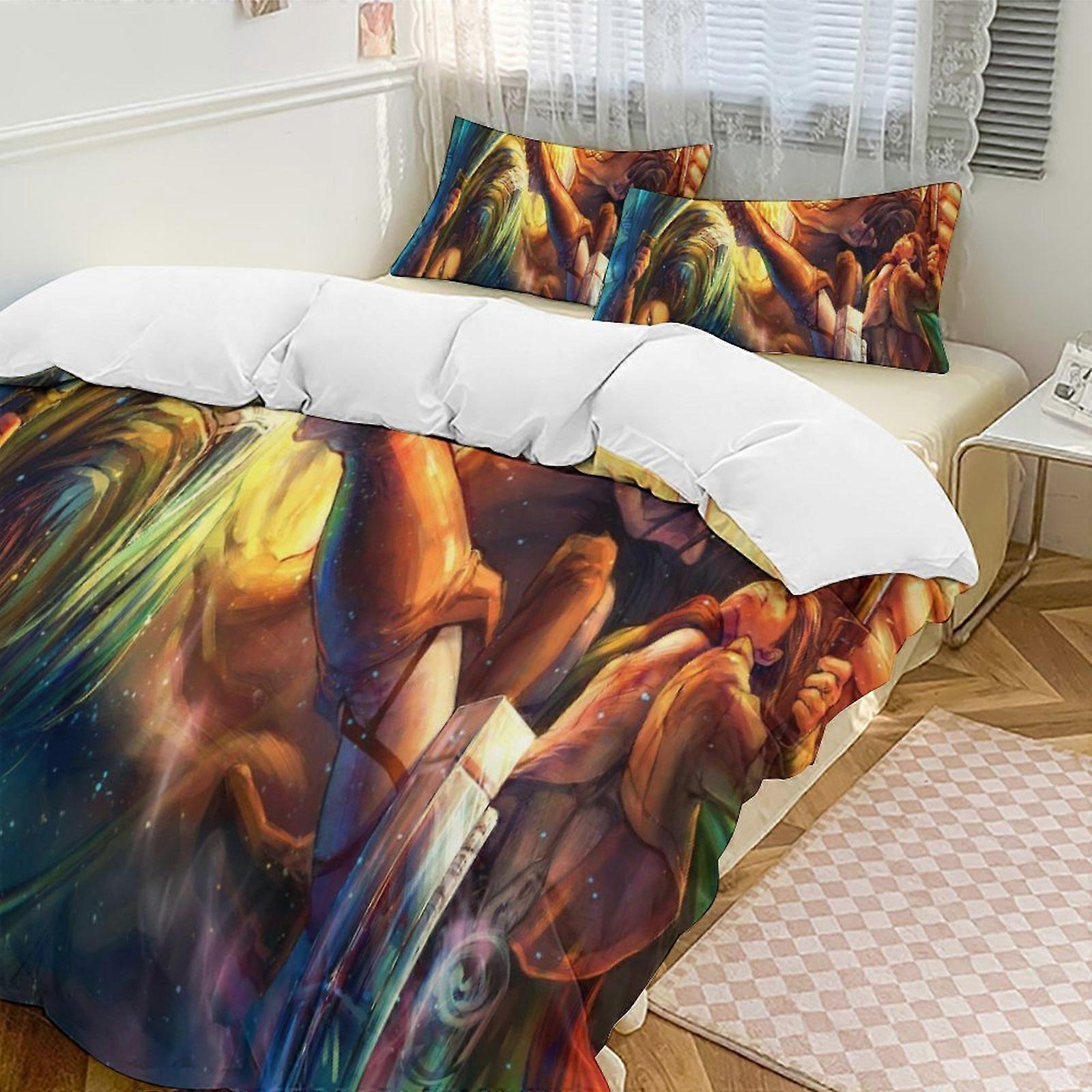 SQ229 התקפה על טיטאן סט שמיכות לעבות רך 3 חלקים סט מצעים כל העונה Duvet Cove עם 2 ציפיות לנשים בוגרות בנות נוער חדר ביתי דקו