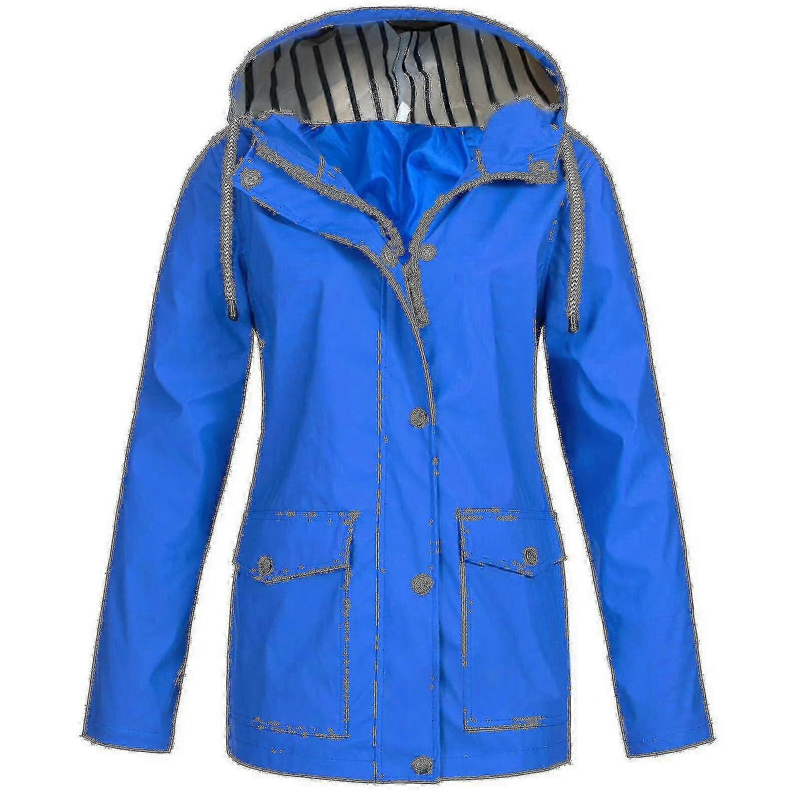 Femmes Solid Rain Jacket Outdoor Plus Size Imperméable à capuche Imperméable Imperméable Coupe-vent