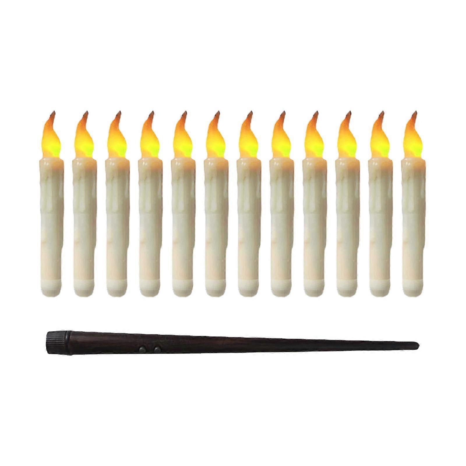 12Pcs Floating Flameless Flying Candles with Remote for Table Xmas Fireplace solid wand