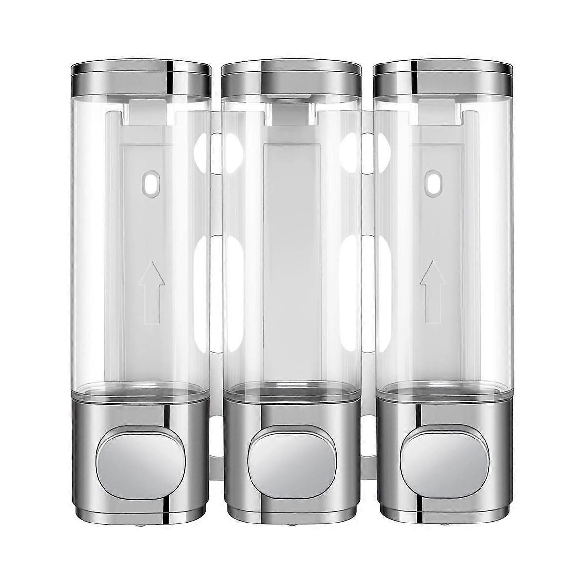 3-In-1 Room Wall Mounted Bathroom Shower Pump Dispenser and Organizer - Can Be Used for Shampoo,Con