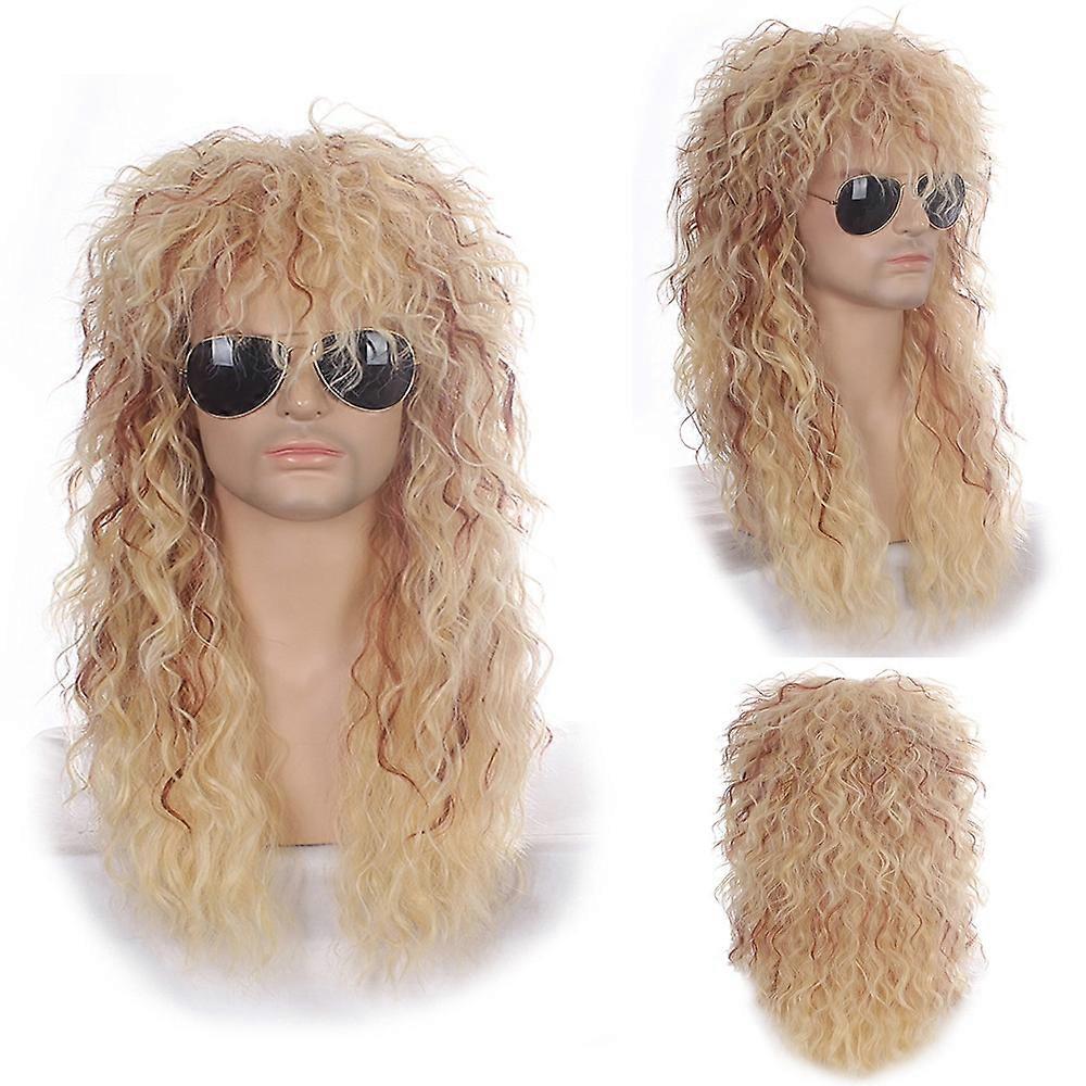 Gres Mænd Langt Syntetisk Hår Forlængelse Paryk Sort Farve Kvinde Hårstykke Punk Puffy Hovedbeklædning til Halloween Høj Temperatur Fiber