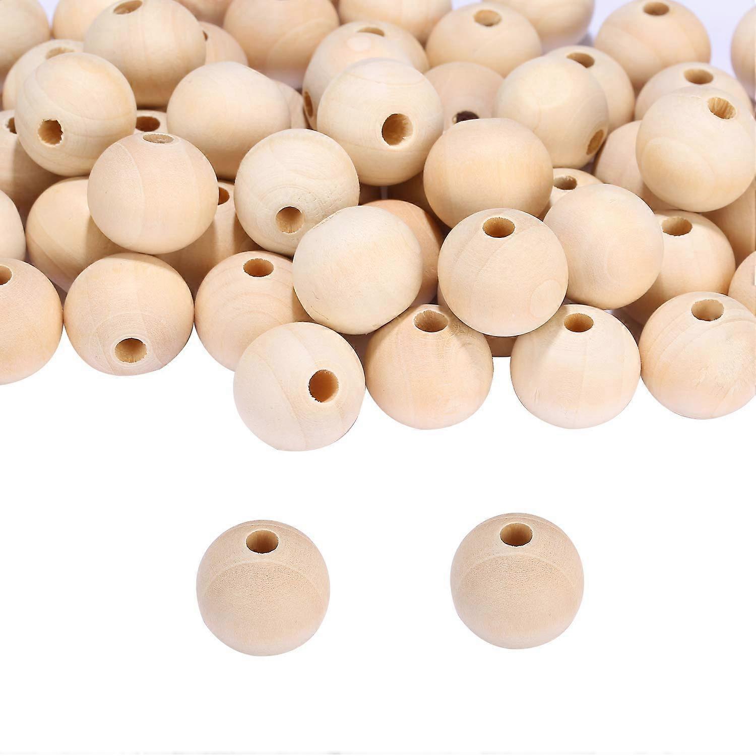 100Pcs Natural Beads Round Wood Beads for Crafts DIY Handmade Decorations Craft Making