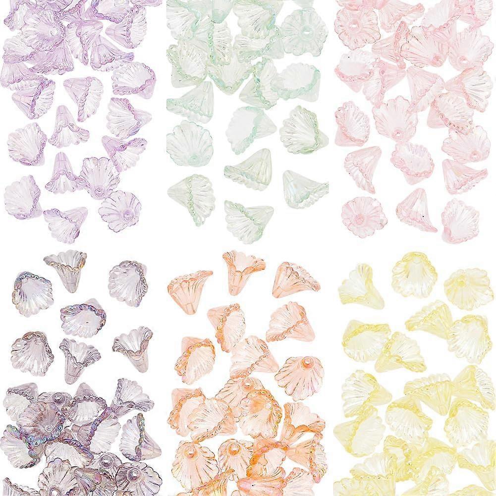 180 Pcs Acrylic Flower Beads 6 Colors Flower Shape Spacer Beads Transparent Center Diamond Beads Jewelry Making for Bracelet Necklace Jewelry Craft De