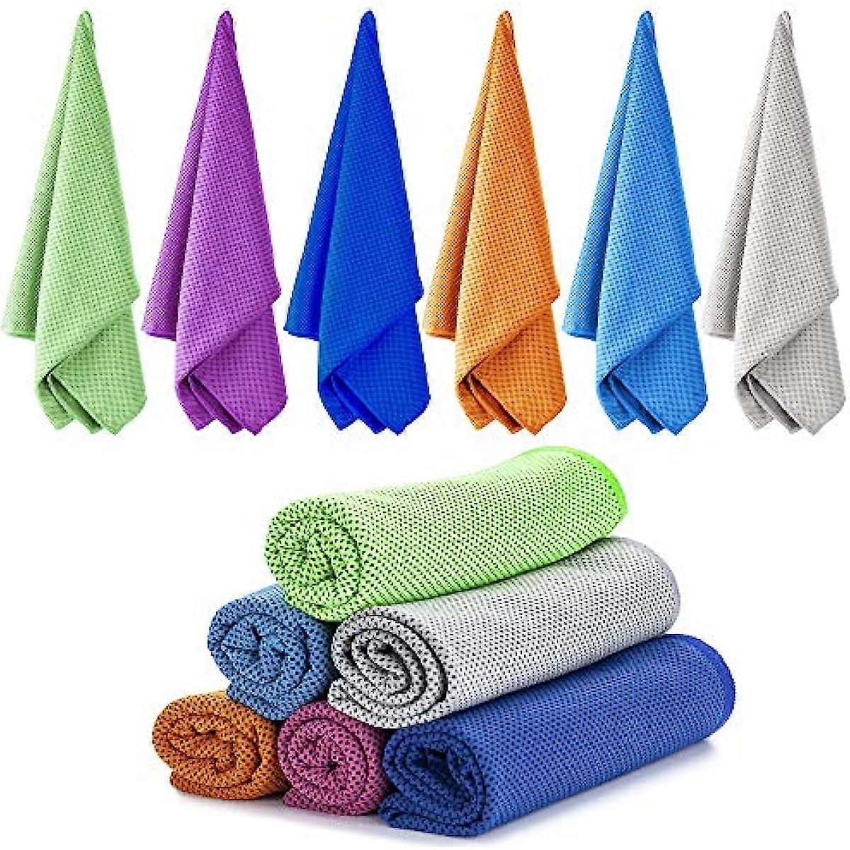 6 Pack Cooling Towels for Neck and Face Ice Towel Soft Breathable Chilly Towel Microfiber Towel for Camping Workout Sports Yoga Golf Gym Fitness Trave