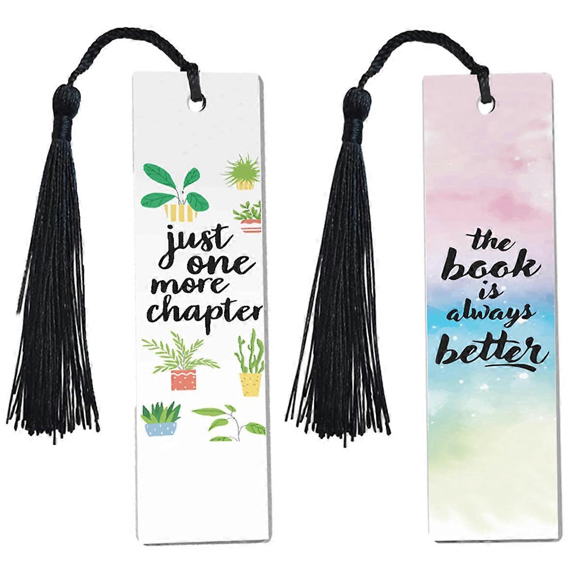 KXJ-Acrylic bookmarks Double-sided color print tassel bookmarks for students, teachers, etc