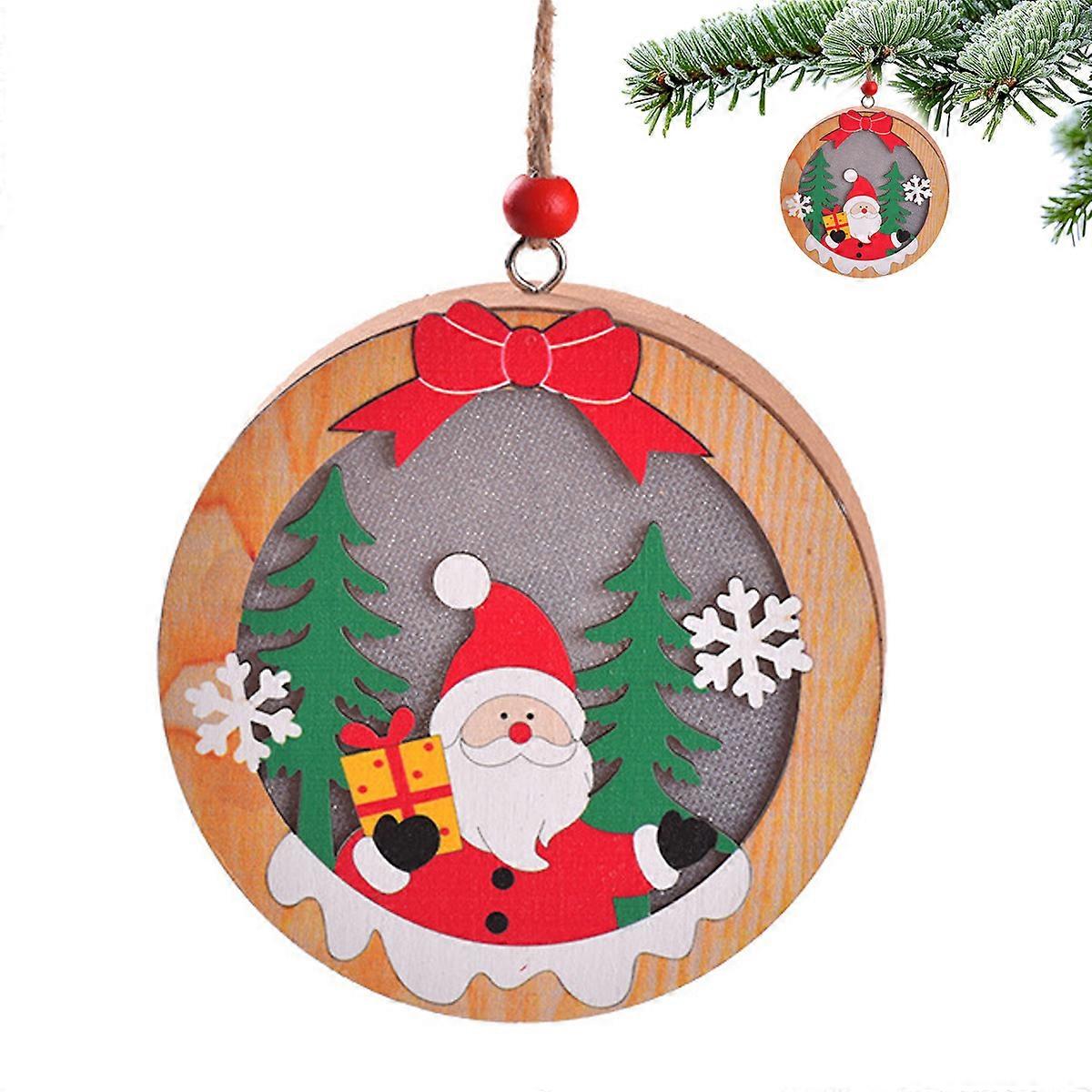 Lumină de Crăciun Ornamente suspendate Crăciun Lumină de Crăciun Decorațiuni din lemn Brad de Crăciun Moș Crăciun