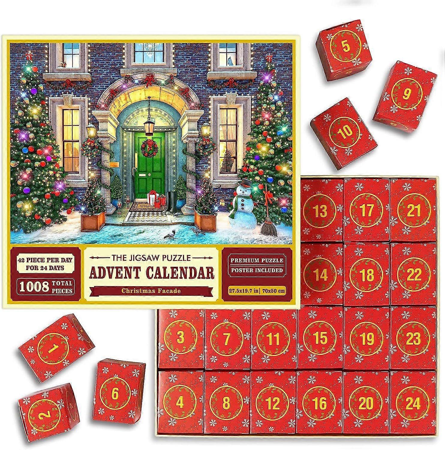Christmas Advent Calendar Jigsaw Puzzle, 2023-24 Advent Calendar Individually Boxed and Portable Christmas Countdown Calendar, 1008pcs Christmas Puzzl