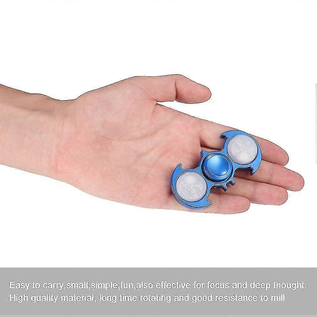 Bat Shaped Zinc Alloy Fingertip Toy Tri-spinner Hand Spinner With Light