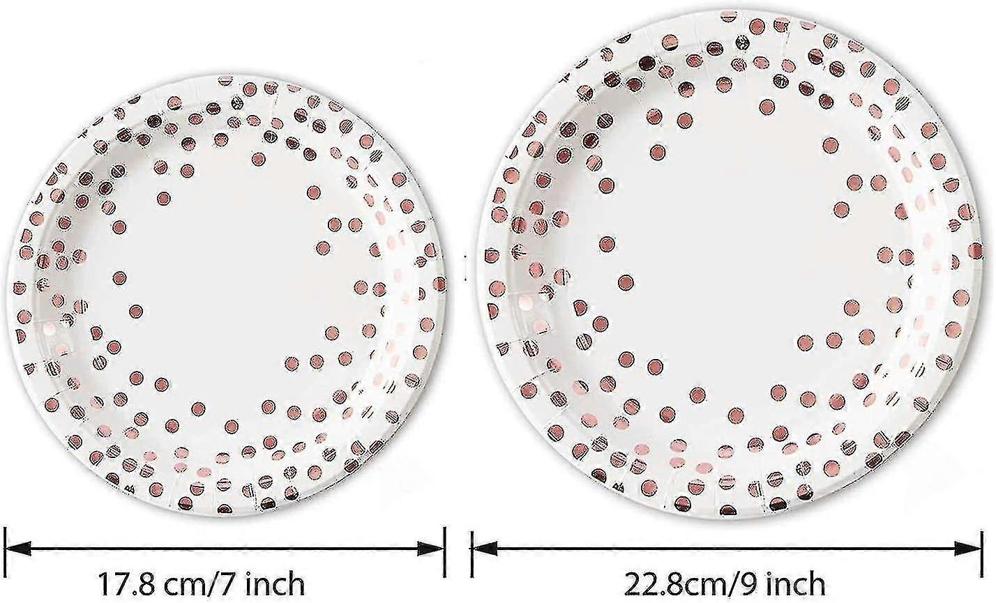 Polka Rose Gold Dot Party Tableware. Disposable Paper Party Tableware