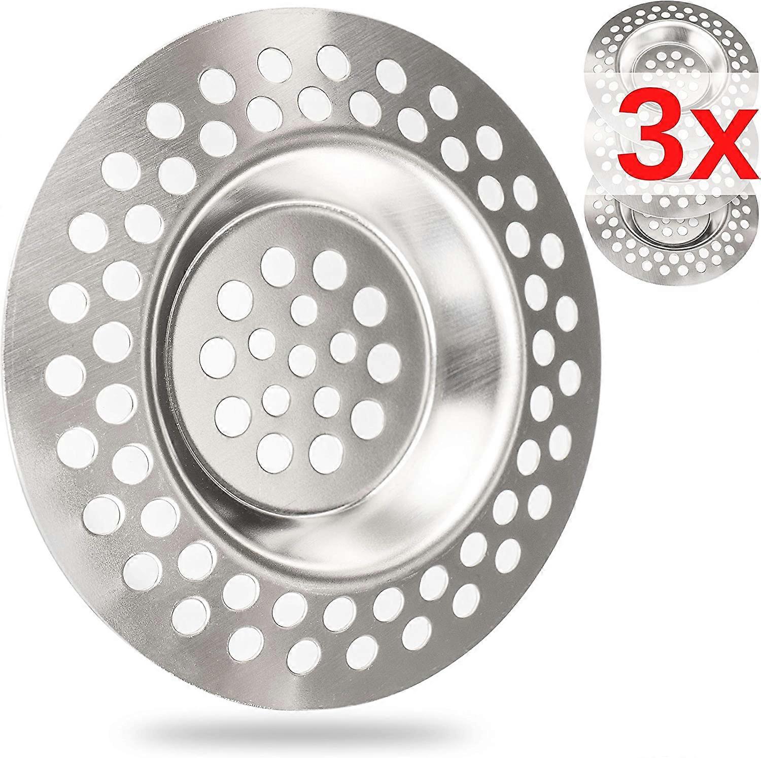 Abtropfsieb, 3er-Set, 70 mm, geeignet für Abflüsse mit 42 mm innenliegend, 7 mm aus der Tiefe des Auslaufs, Spülensieb mit optimierter Passform