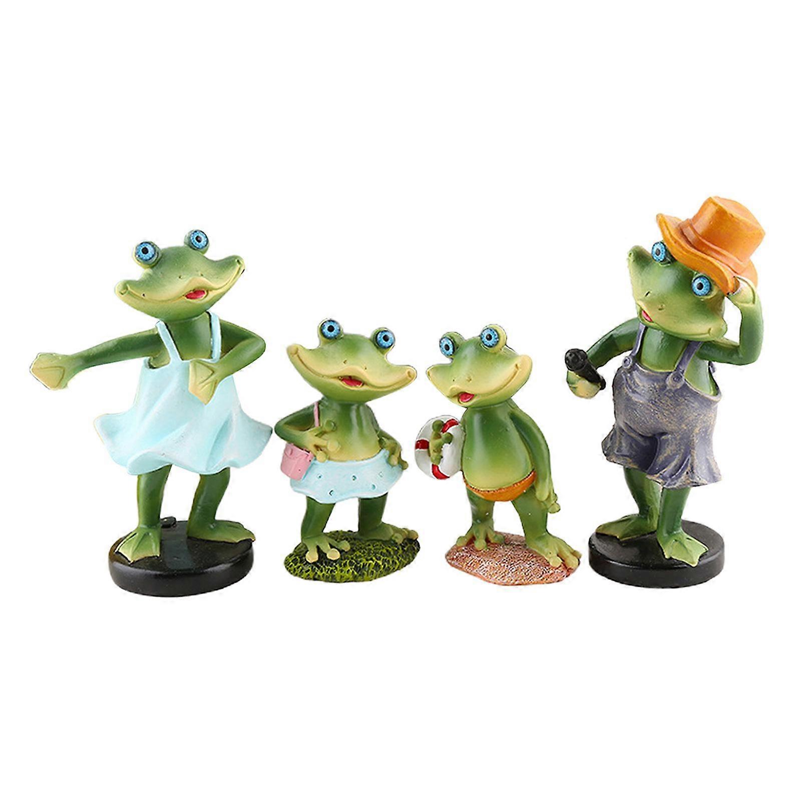 4pcs/set Resin Frog Family Sculpture for Room Decoration, Handcrafted Art Sculpture for Living Room Hallway Guest Room Console Table Home Decor