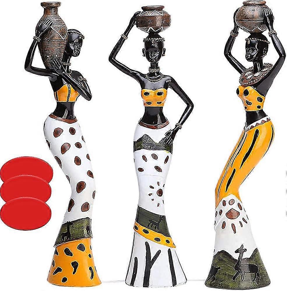 African Sculpture With Adhesive Tape, Female Statue Home Decoration, Living Room Decoration, Family Gift For Mom, Friend (3pcs)