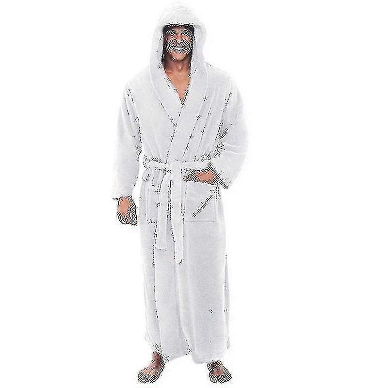 Flanelový samec s kapucí, husté teplé šaty, župan extra dlouhý kimono