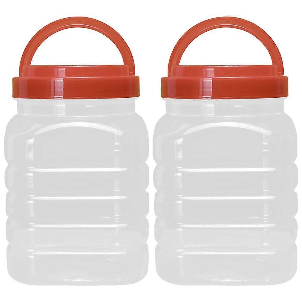 2pcs Plastic Jar Airtight Food Container Clear Food Peanut Butter Honey Jar