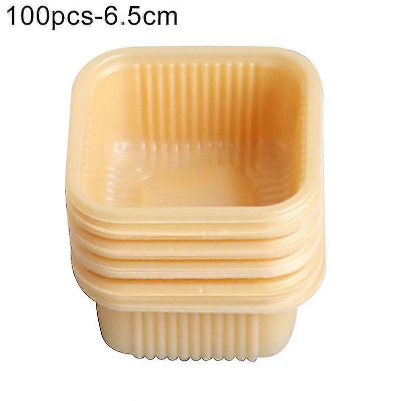 100Pcs Plastic Square Golden Moon Cake Package Box Egg-Yolk Puff Container Decor