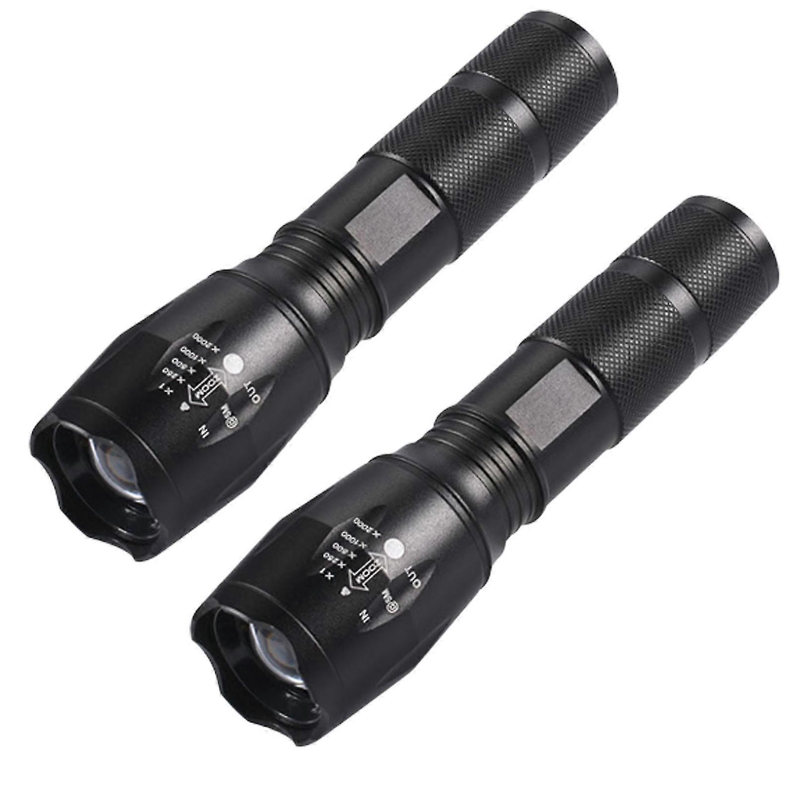 2pcs Portable Handheld Super Bright Riding Led Flashlight Camping XPE Zoomable
