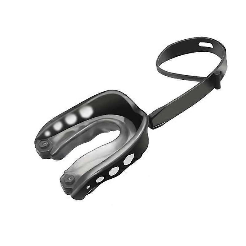 واقي الفم ، واقي الفم الرياضي للبالغين مع حزام لكرة القدم ، كرة السلة ، الهوكي ، MMA ، الملاكمة ، الرجبي ، كرة السلة (أسود)