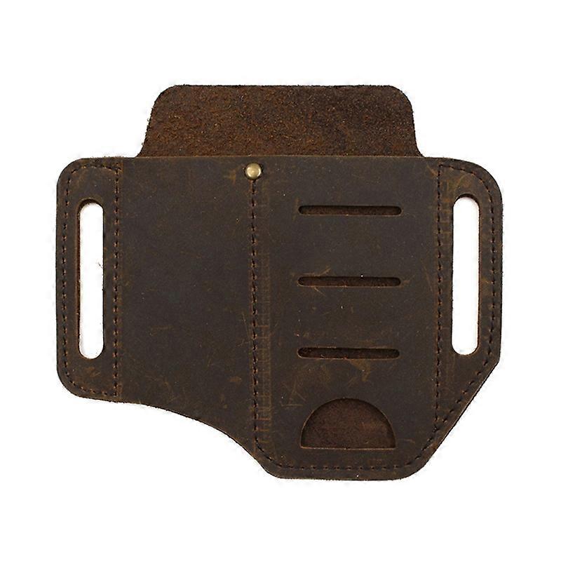Leather Tool Sheath 2 Pockets Multitool Holder Essentials EDC Organizer Belt Pouch for Pocket Knife Flashlight Tool