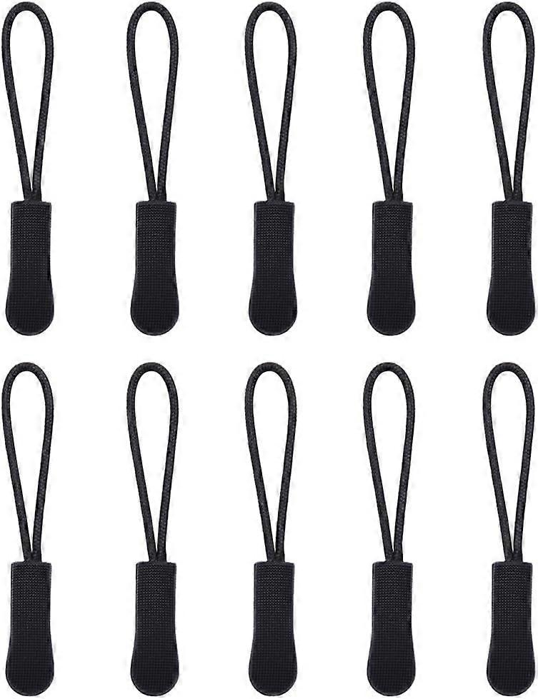 10 PCS of zipper pull, zipper label, rope pull zipper extension(black),detachable pull cord