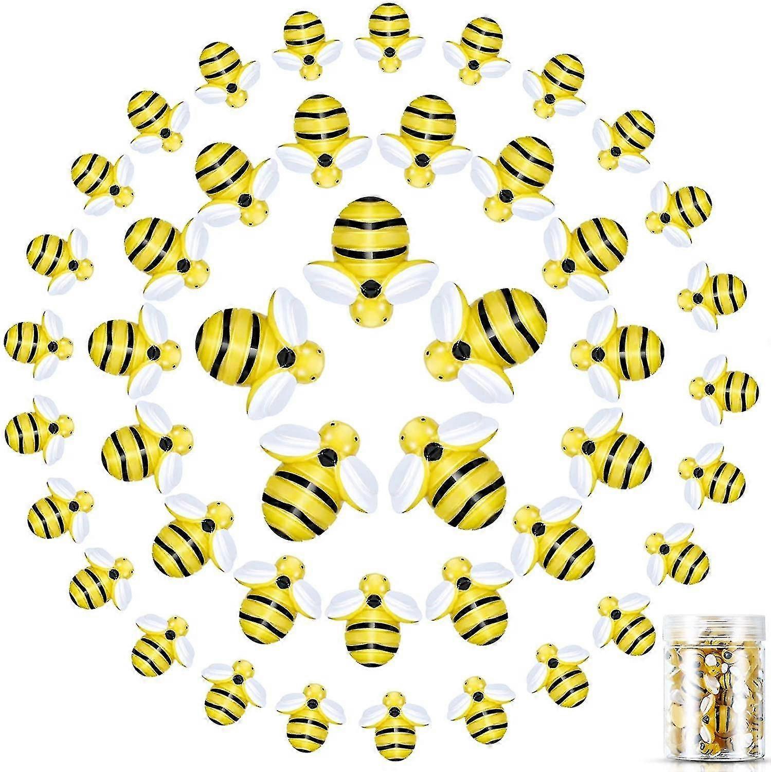 45pcs Tiny Resin Bees Decor Bee Flatback Craft Embellishment With Box