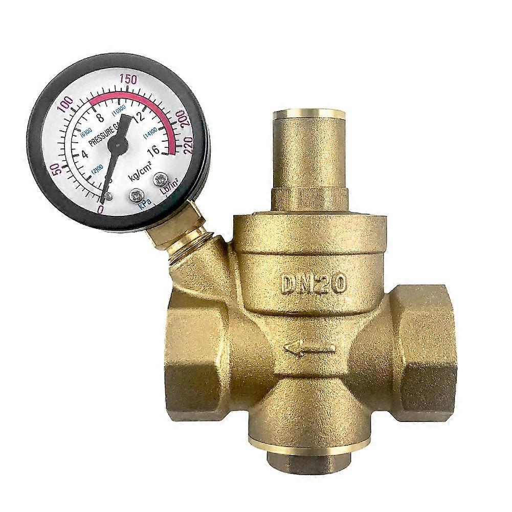 DN20 Brass Water Pressure Reducer with Adjustable Pressure Reducing Valve Gauge