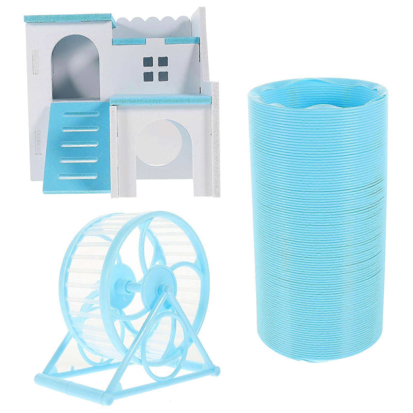 1 Set of Small Hamster Playhouse Foldable Hamster Tunnel Funny Hamster Wheel Kit Pet Toy