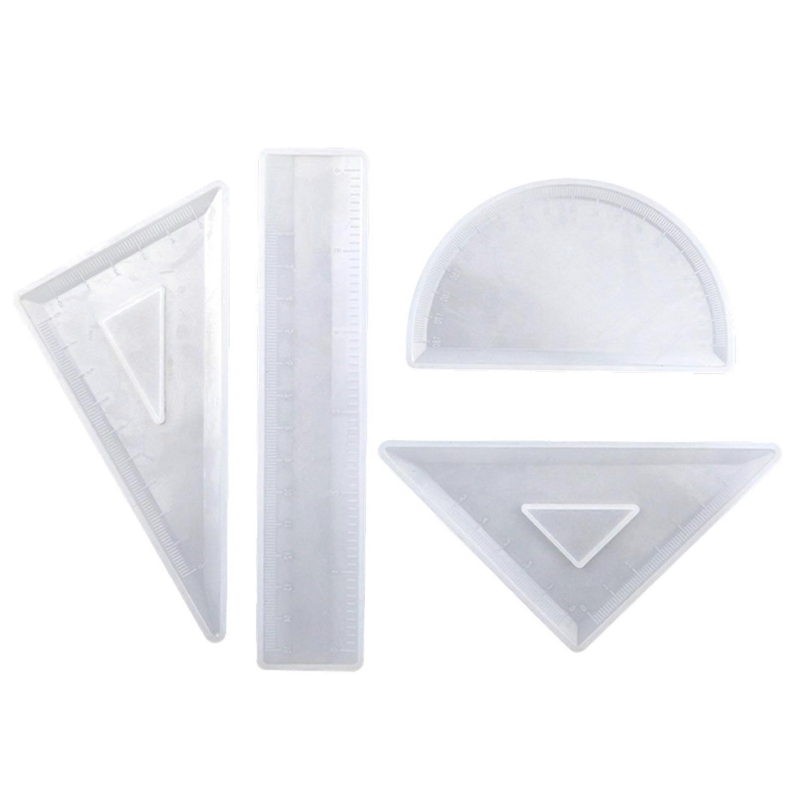 4Pcs/Set Casting Mold Multifunctional Eco-friendly Universal Large Triangle Ruler DIY Casting Mold for Learning Ornaments