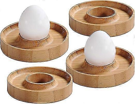 4pcs Egg Cup - Material: Bamboo - Diameter: 10cm - Height: 3 Cm - Colour: Brown