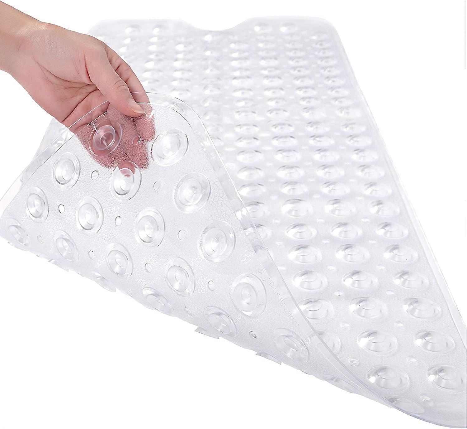 Badekarsmåtter til brusebad Ekstra lang skridsikker bademåtte, 39 x 16 tommer brusemåtte med drænhuller